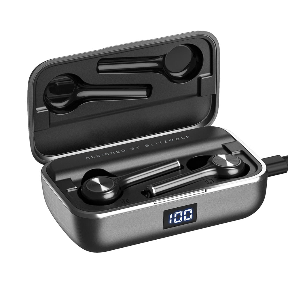 Long Handle bluetooth 5.0 TWS True Wireless Earphone Graphene Digital Display Bilateral Call  Headset-2