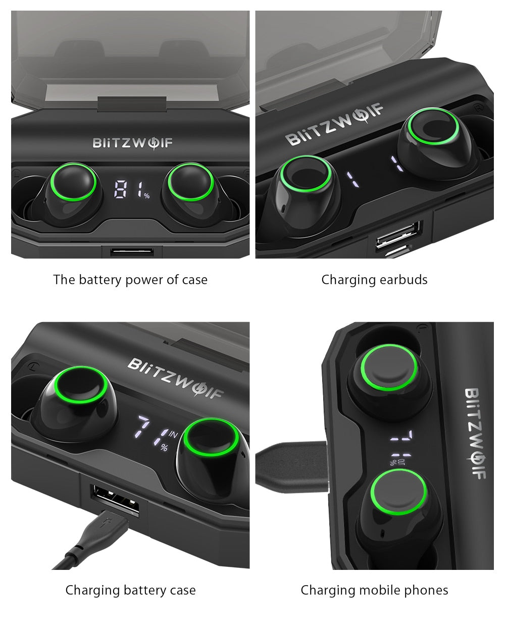 True Wireless Bluetooth 5.0 Inear Earphone 2600mAh Battery Charging Digital Power Display Sport Earbuds-2